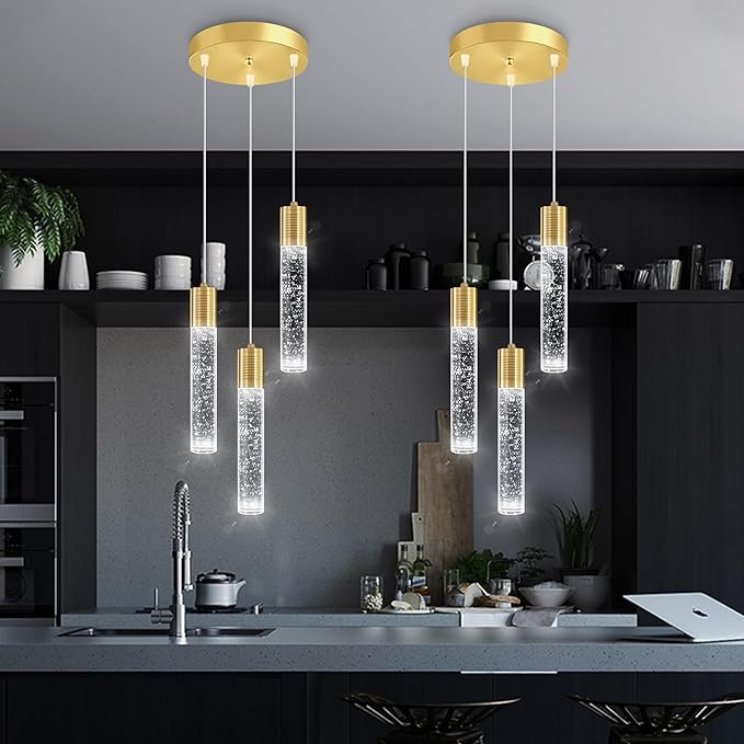 3-Lights Pendant Lights Modern LED Kitchen Island Light Bubble Pendant Light Pendant Lighting for Kitchen Island Dining Room Ceiling Hanging Lights Bedroom Mini Pendent Spot Lights