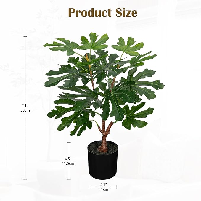 Artificial Sycamore Tree – Faux Indoor Plant for Home & Office Décor, Realistic Green Leaves, 21" Potted Fake Tree