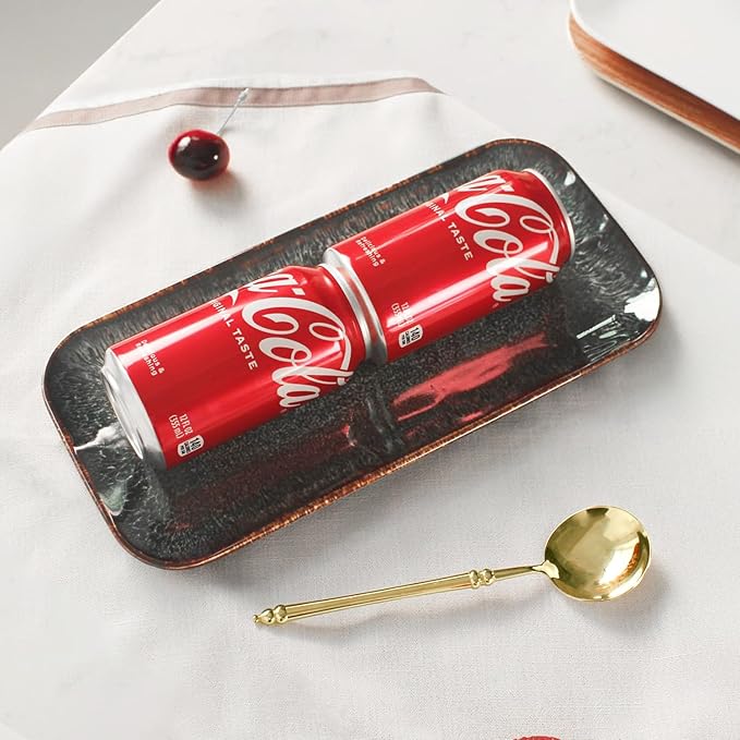 Ceramic Serving Dinner Plate Set, 4-Piece for Main Meals, Tacos, Lunches, Snack, Platters - Microwave and Dishwasher Safe, Scratch Resistant, Kitchen Serving Dinnerware, Black 12.4 Inch