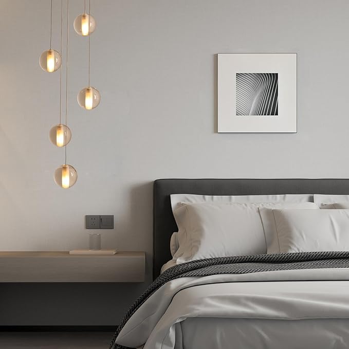 5 Lights Nickel Foyer Chandeliers for High Ceilings Raindrop Crystal Ball Staircase Chandelier Dimmable LED Entryway Pendant Light Hanging for Dining Room Hallway, Include Bulbs