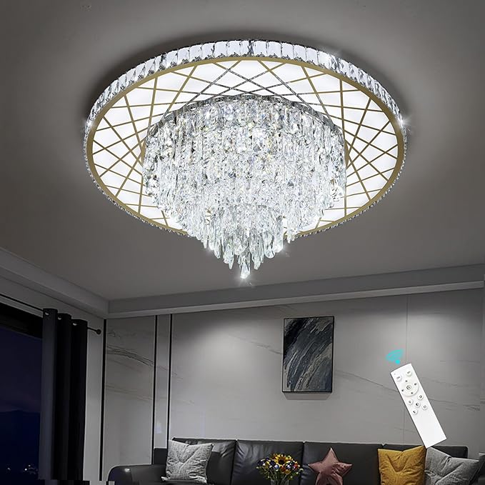 Luxury Modern Crystal Chandelier Lighting Elegant Dining Room Living Room Fixture Chandeliers with 60W LED Dimmable Lights Gold
