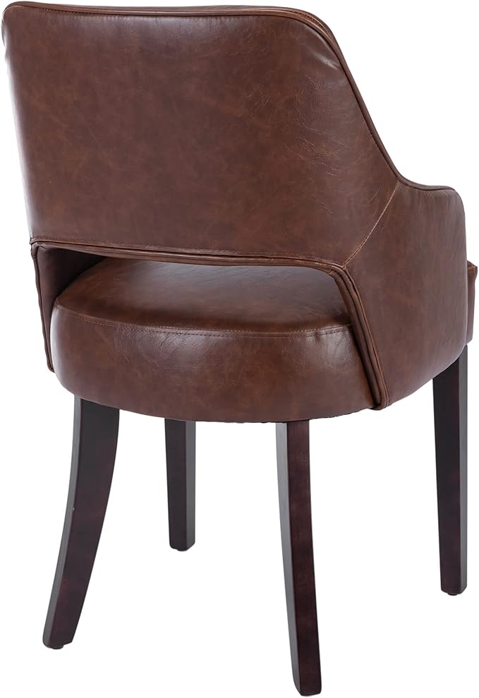 PU Leather Dining Chairs Set of 4 Upholstered Farmhouse Kitchen Chair Side Chairs Wood Accent Chair for Living Room/Dining Room/Bedroom/Restaurant, Brown