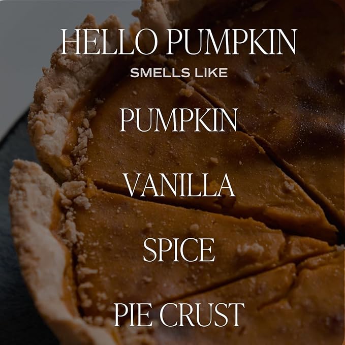 Sweet Water Decor Hello Pumpkin Candle - Fall Soy Candles with Pumpkin, Warm Spices, Vanilla and Buttery Pie Crust - Pumpkin Candles for Home with 40 Hours Burn Time - 9Oz Black Lid Amber Jar Candle