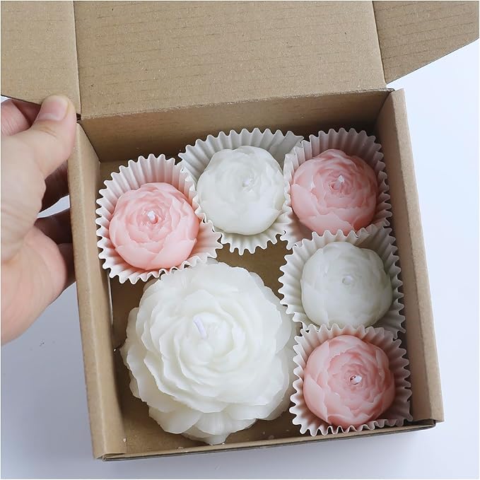 6pc Baby Shower Candle Favors for Guest DIY Floating Candles Party Favors Bulk Scented Tealight Candles Gender Reveal Gifts Return Gifts (Flower-p+w)