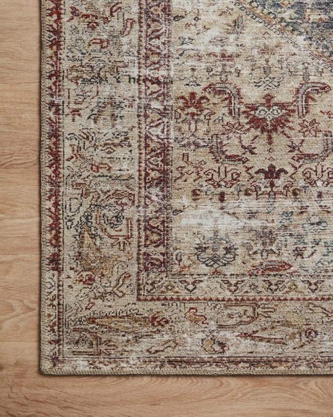 Loloi Amber Lewis Georgie Collection GER-04 Teal/Antique 8'-4" x 11'-6", .19" Pile Height, Area Rug