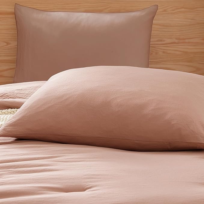 WRENSONGE Twin Comforter Set- 5 Pieces Clay Pink Twin Bed in a Bag, All Season Twin XL Bedding Sets with 1 Fitted Sheet, 1 Flat Sheet, 1 Pillow Sham and 1 Pillowcase