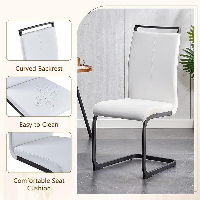 79" Modern Dining Table Set｜Marble Dining Table Set with 10 Faux Leather Chairs｜Engineered Wood with Marble Pattern Tabletop｜Widened and Stable Tablelegs｜Easy Assembly