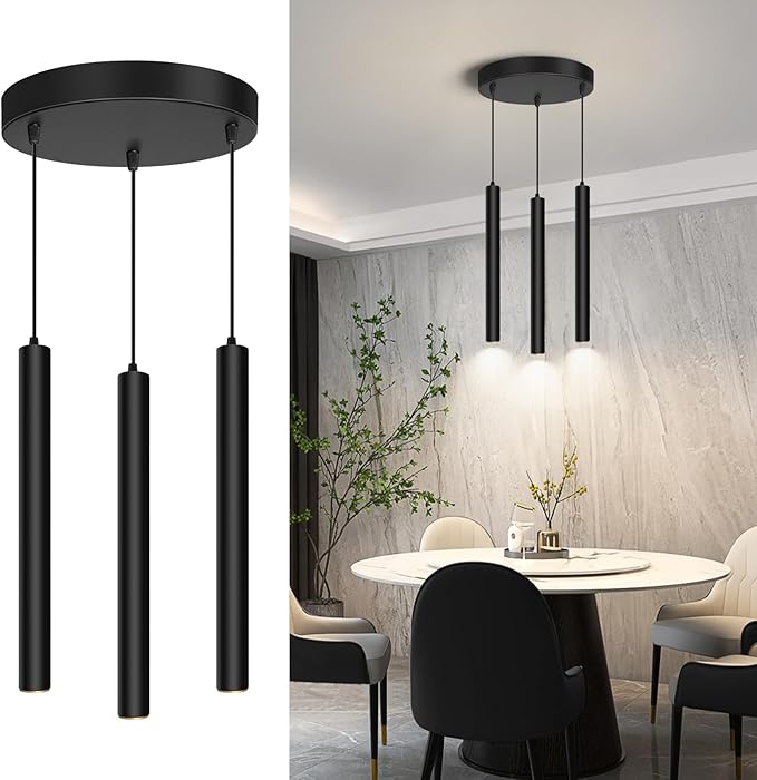 OKELI Modern 3-Light Pendant Light Fixtures Round Pendant Lights Kitchen Island LED Minimalist Pendant Lighting Fixture for Kitchen,Dinning Room,Bedroom,Hallway,Bar
