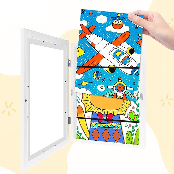 4-Pack Kids Artwork Frames 10x12.5 Front Opening Kids Art Frame for Wall Art work Picture Display Holds 50+ Pcs for Kids Drawings Changeable Frames for Kids' Artwork Storage and Display – White