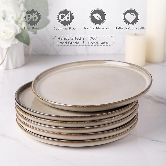 AmorArc Stoneware Dinnerware Sets,Round Reactive Glaze Plates and Bowls Set,Highly Scratch Resistant | Dishwasher & Microwave Safe Dishes Set,Service for 4 (12pc)