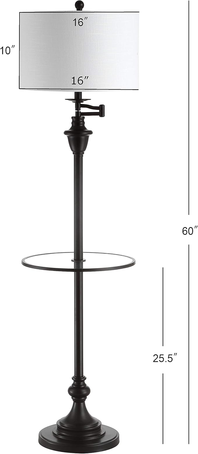 JONATHAN Y JYL3055C Cora 60" Metal/Glass LED Side Table and Floor Lamp Contemporary,Transitional for Bedrooms, Living Room, Office, Reading, Oil Rubbed Bronze, Oil-Rubbed Bronze