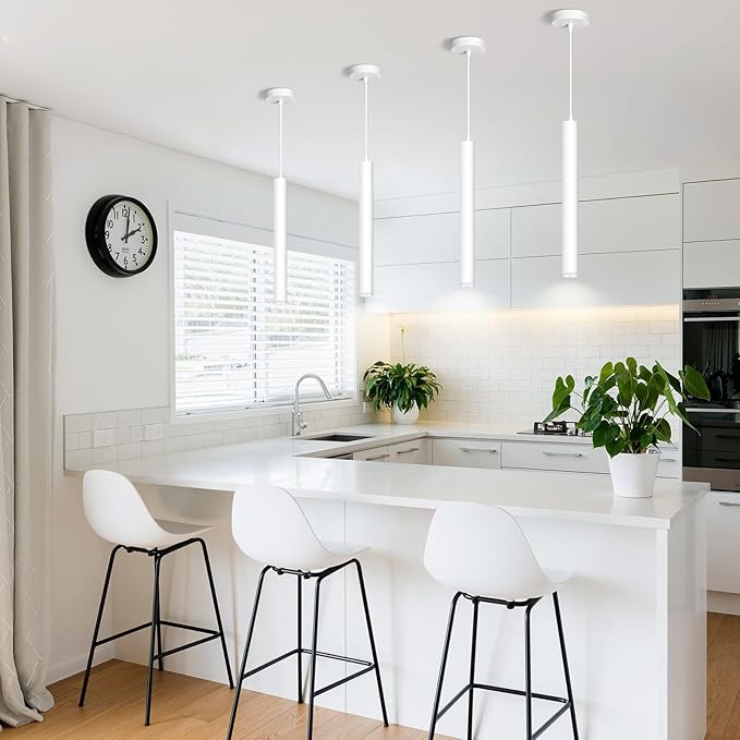 OKELI Modern Pendant Lights 4000K White LED Dimmable Pendant Light Fixtures Pendant Lighting for Kitchen Island,Bar,Bedroom, 15.7inch, 10W, ETL, 3Pack