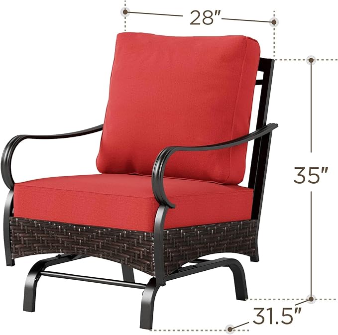 Rocking Patio Sofa Chairs - 2 PCS Outdoor Rocking Armchairs, Patio Seating with High Back Deep Seat for Porch Deck Balcony