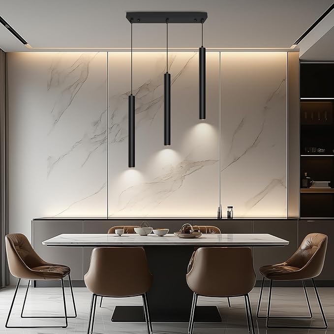 OKELI Modern Smart 3-Light Pendant Light Fixtures Square Pendant Lights Kitchen Island LED Minimalist Pendant Lighting Fixture for Kitchen,Dinning Room,Bedroom,Hallway,Bar