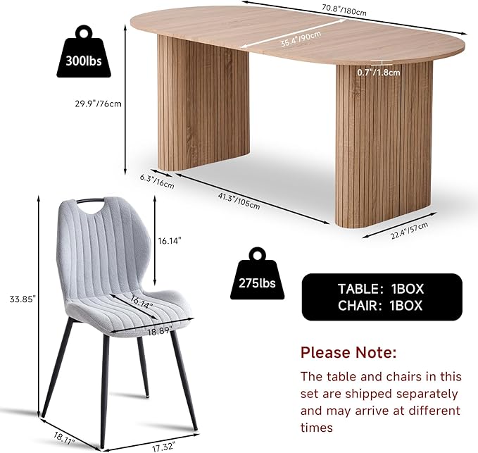 5-Piece Dining Table Set for 4 6 People with Heavy Duty Legs, Dining Room Table Chairs Set for Living Room, Kitchen, Apartment