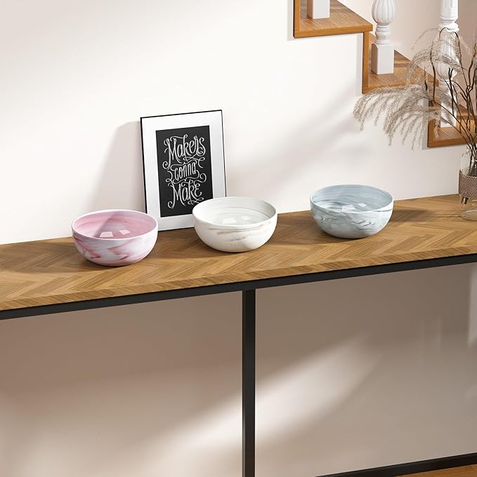 Large Decorative Fruit Bowl, Marble-patterned Ceramic Bowl for Coffee Table Entryway Kitchen Modern Home Decor Centerpiece 9.5 Inches, Grey