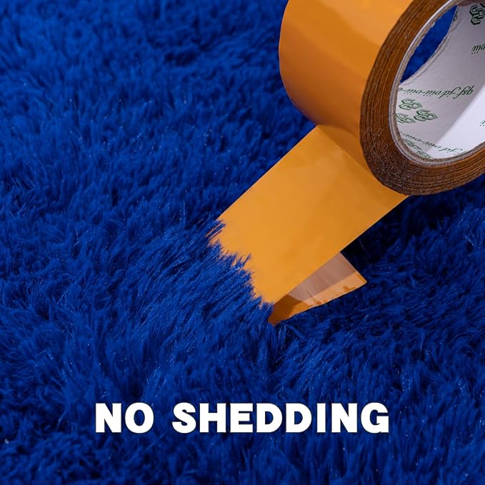 Blue Area Rug for Bedroom, Small 2x3 Rugs for Living Room Nursery Kids Room Dorm Home Decor Aesthetic, Fluffy Shaggy Rug with 4 Anti-Slip Carpet Tapes, Navy Blue