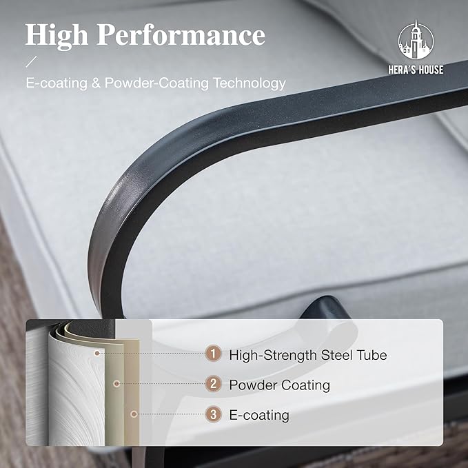 HERA'S HOUSE 4 Piece Patio Furniture Set with 56" Fire Pit Table, 2 x Swivel Cushioned Chair, 1 x 3-Seat Sofa, 5-Seats Outdoor Conversation Set for Lawn Garden Deck, Light Grey