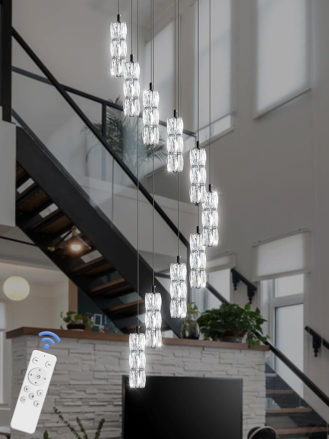 Modern Chandelier 10-Lights Black Chandelier Lighting Fixture High Ceiling Chandelier Suitable for Living Room Staircase Villa, TP3030-10H