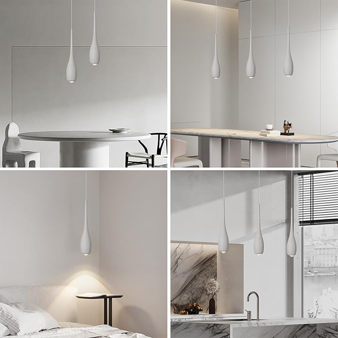 Grey Pendant Light for Kitchen Island, LED Lens Concrete Pendant Light fixtures, Small Modern Industrial Hanging Pendant Light for Over Sink, Bar, Dining Room, Bedside(3-Pack)