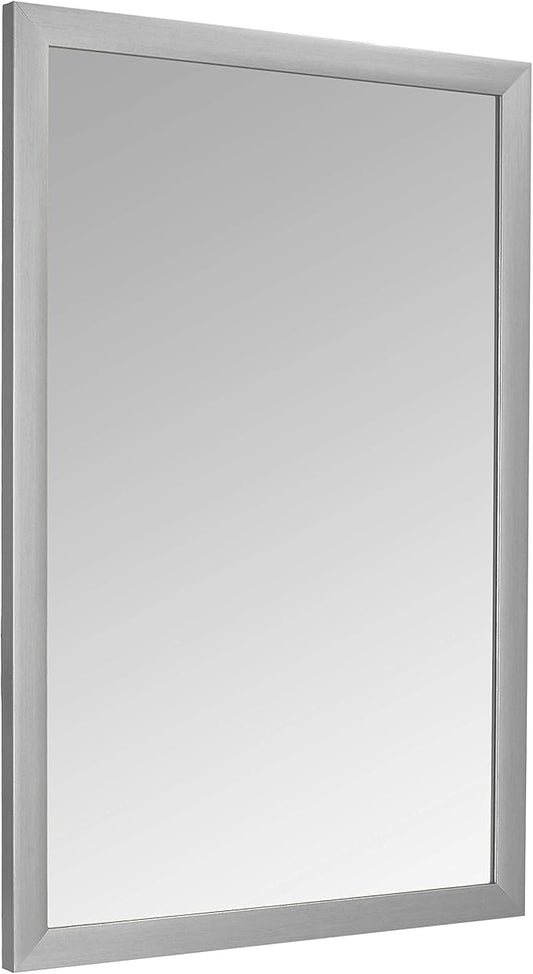 Amazon Basics Rectangular Wall Mount Mirror 24" x 36", Standard Trim, Nickel