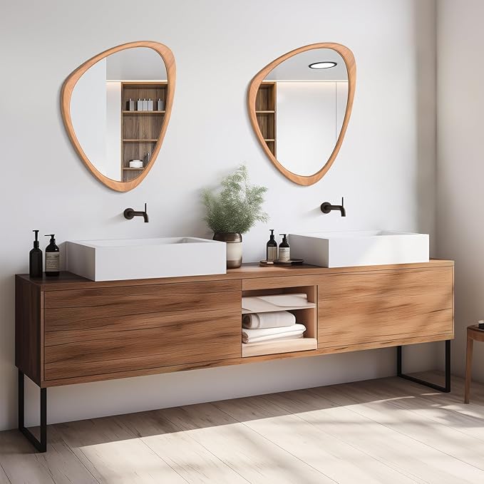 WallBeyond Asymmetrical Mirror, Irregular Wall Mirror for Bathroom, Wall Mirrors Decorative for Bedroom Living Room Entryway Hall, Unique Wall Mirror 25" x 20"