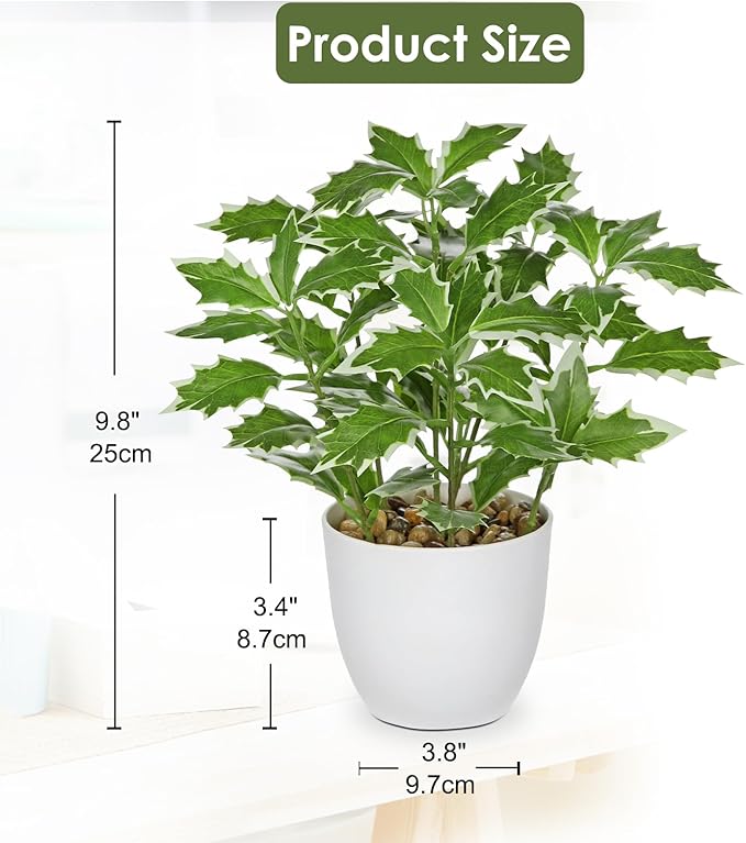 Briful 2PCS Fake Plants Artificial Greenery Potted Faux Lifelike Plant for Farmhouse Home Garden Party Decoration