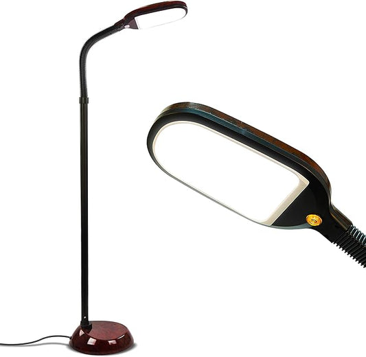 Brightech Litespan - Bright LED Floor Reading Lamp for Over Chair Crafts and Reading, Estheticians' Light for Lash Extensions, Adjustable Standing Lamp for Living Room, Bedroom, Office - Havana Brown