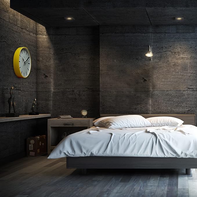 Cloudnola Station Metal Wall Clock, Yellow and Black, 18 inch Diameter, Silent Non Ticking, Battery Operated Quartz Movement