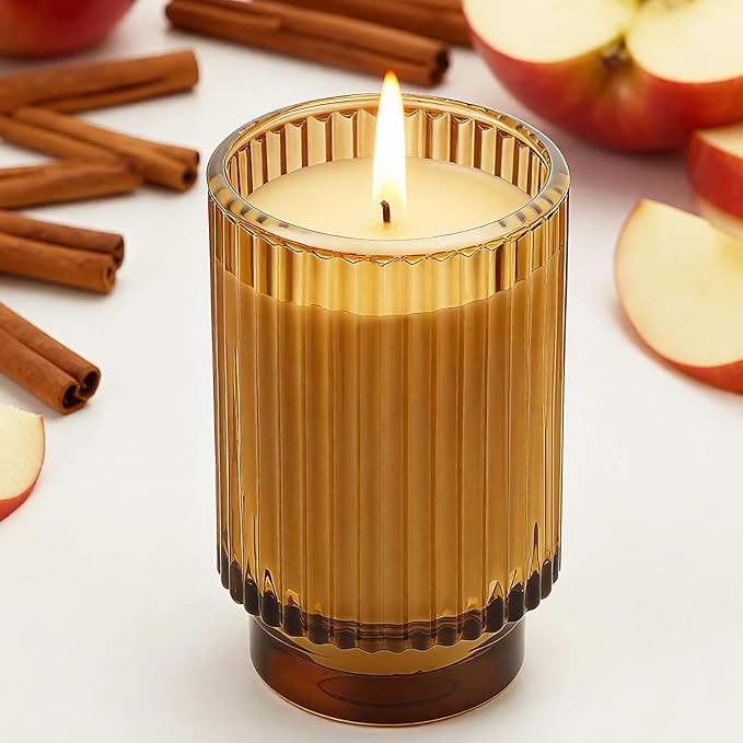 Apple Cinnamon Scented Candle Fall Candles, 70 Hours Long Burning Natural Soy Candle, Autumn Candle Gift, Luxury Candles Gifts for Women & Men, House Warming Gift