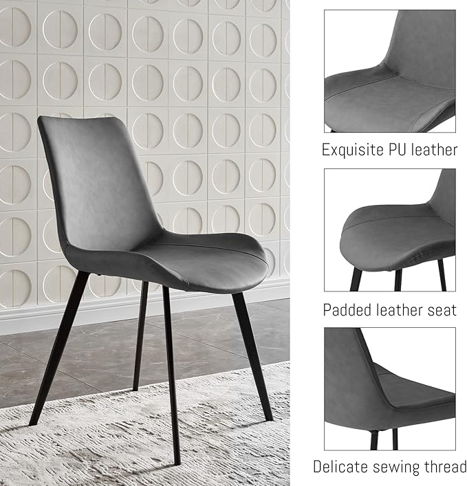 ZckyCine 59'' Modern 5-Piece Dining Table and Chair Combination, Rectangular Wooden Dining Table Includes 4 Pu Leather Chairs, Comfortable 4-6 Seats, Suitable for Dining, Kitchen, Apartment