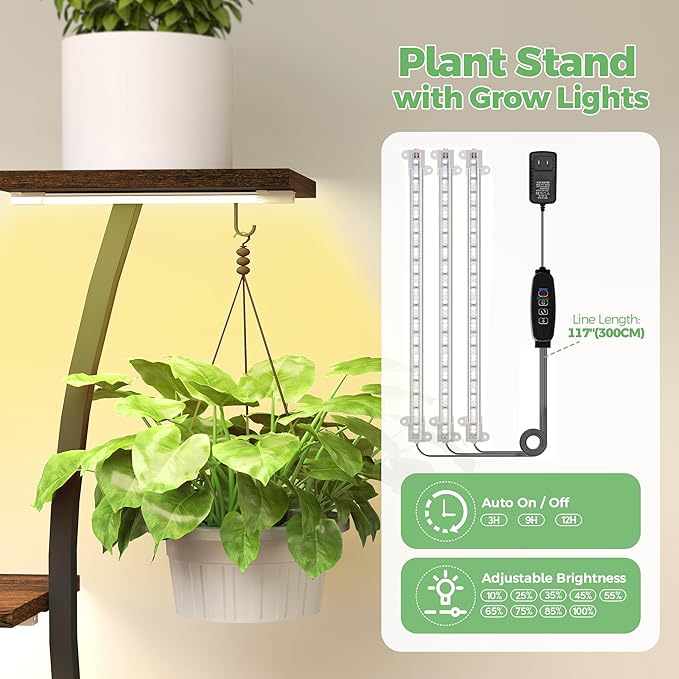 Plant Stand Indoor with Grow Lights 2 Pack Corner Plant Stands 8 Tiered 64" Tall Plant Shelf for Indoor Growing Multiple Metal Flower Holder Home Decor Plant Rack for Living Room Patio Balcony