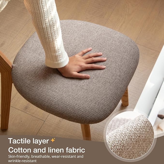 100% Solid Oak Wood Dining Chairs,Mid Century Modern Dining Chairs with Upholstered Cushion,Kitchen,Dining Room Chairs Set of 1/2/4 (1, Original Color Grey Upholstery)