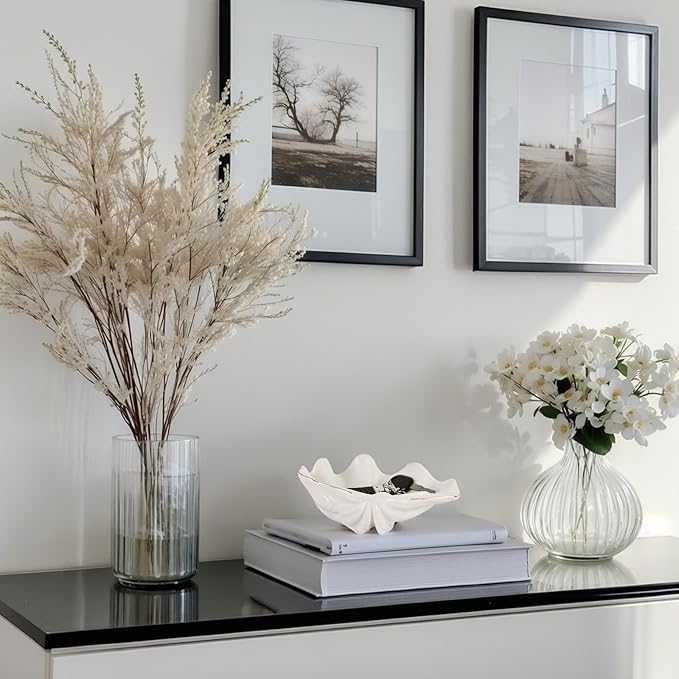 White Shell Bowl Decorative – 7.9" Ceramic Clam Shell Dish for Home Decor, Coastal Catch-All Bowl for Bathroom Vanity, Entryway, or Dresser, Jewelry Holder, Key Tray, Fruit Bowl