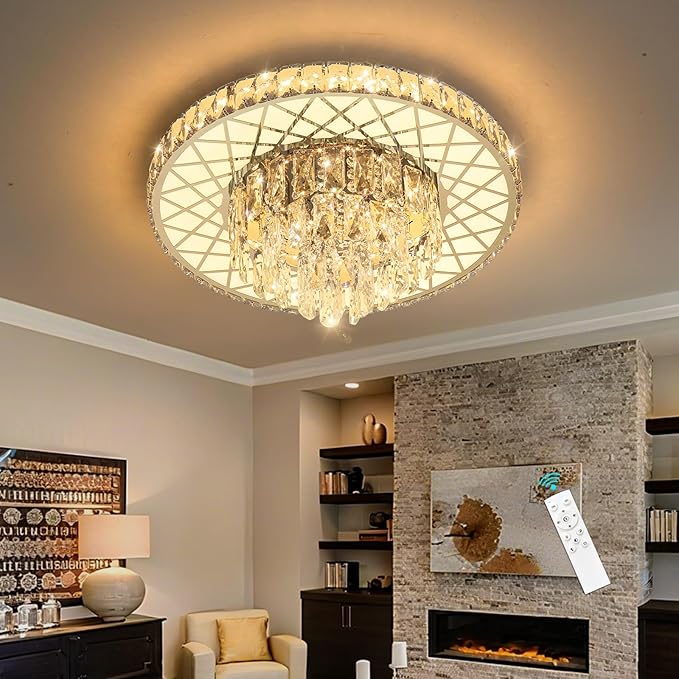 Modern Chandelier Crystal LED Ceiling Chandeliers Light for Bedroom Dining Room with 30W Dimmable Bulbs Gold Lights Fixture