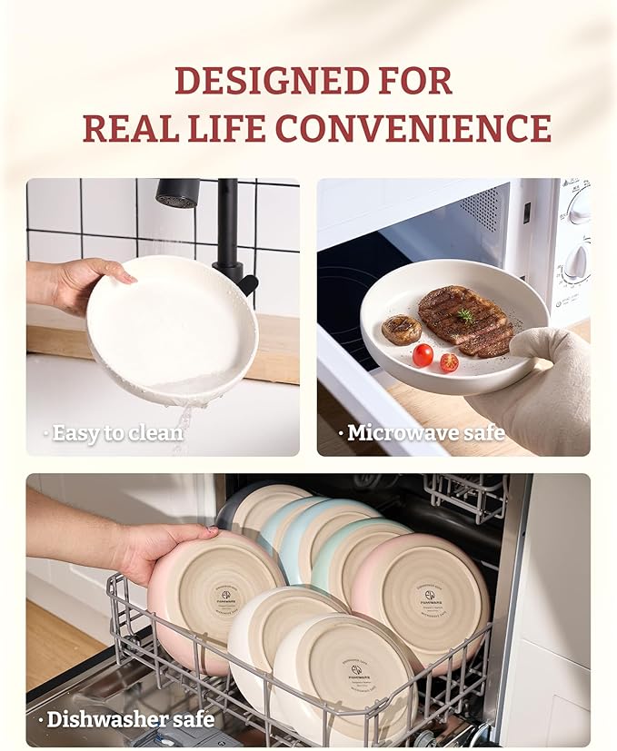 famiware Milkyway Pasta Bowls Set of 4, 8.5" Large Salad Bowls, Double Reactive Glaze, Sturdy & Stackable, Ideal for Housewarming, Festivals, Matte White