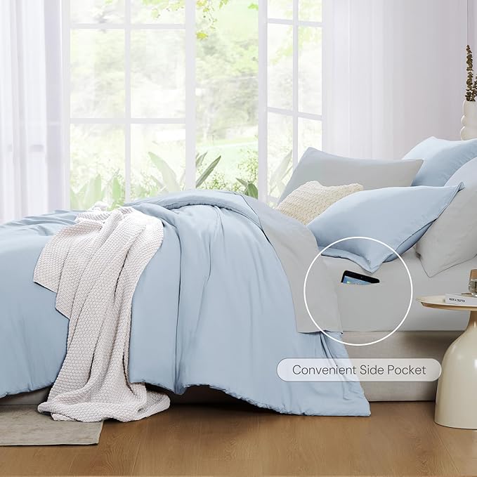 WRENSONGE Twin XL Comforter Set, 5 Pieces Soft Arctic Ice Bedding Sets - Twin XL Comforter, Fitted Sheet, Flat Sheet, 2 Pillow Shams, 2 Pillowcases, Warm Bedding Sets for All Season