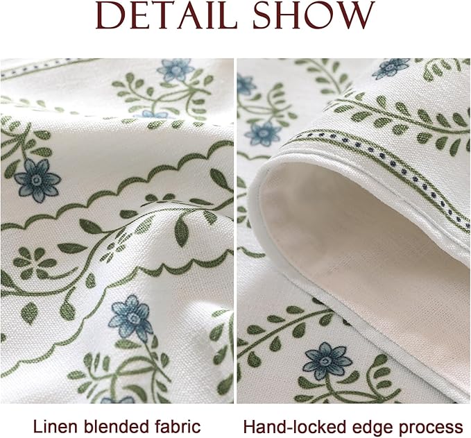 ISAENNE Designer White Elegant Linen Table Runner 71 Inches Long,Chinoiserie Floral Decor Durable Table Runners for Dining Tables,Thanksgiving,Kitchen Tables,Christmas,12"*71"-Mosella D