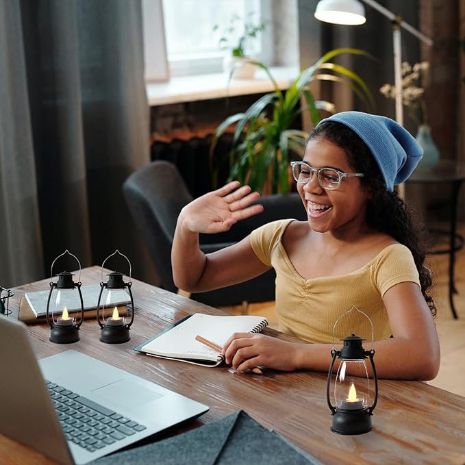 Mini Lanterns 12-Pcs LED Small Lanterns Decorative Indoor Outdoor Hanging Lantern Decorative Candle Lanterns Farmhouse Decor for Weddings Western Camping Party Halloween Christmas Decorations