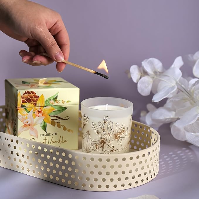ROMIIE ZOI Scented Candle - Sweet Vanilla - 6oz Soy Wax Candle for Home, Gifts for Women