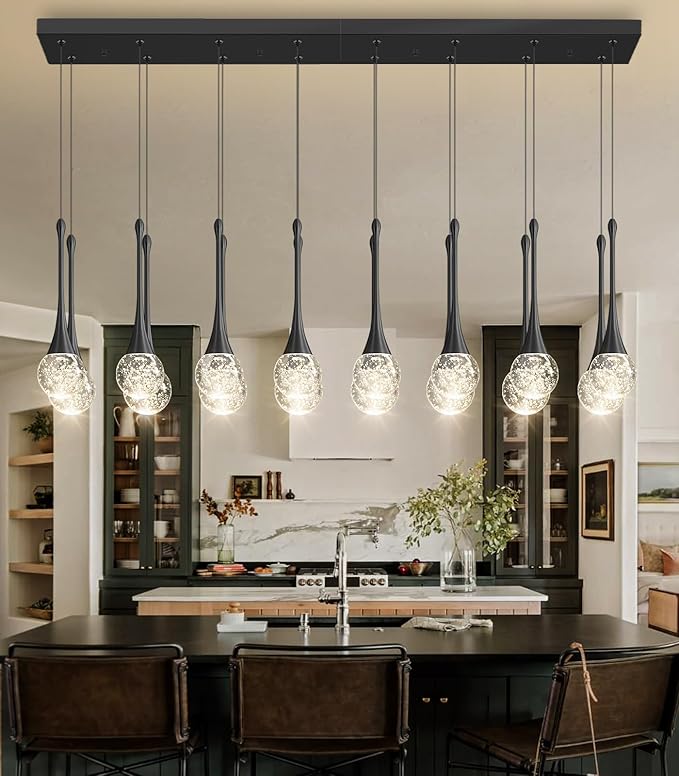 16 Lights Modern Glam Crystal Chandelier for High Ceiling LED Dimmable Pendant Light for Staircase Foyer Enterway Living Room Chandelier Lighting Black