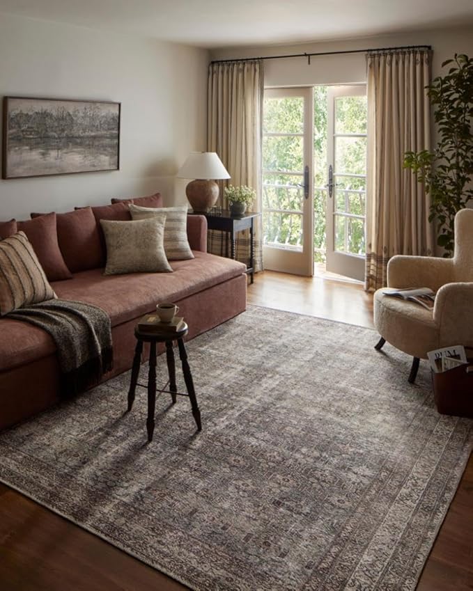 Loloi Amber Lewis Georgie Collection GER-10 Moss/Bark 2'-6" x 7'-6", .19" Pile Height, Runner Rug
