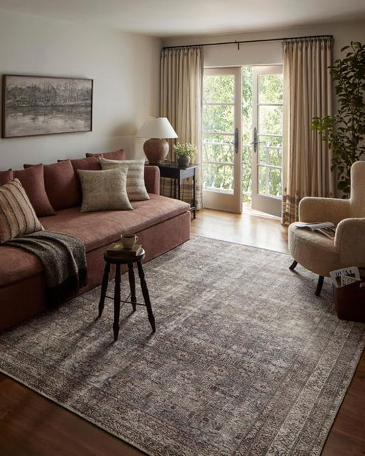 Loloi Amber Lewis Georgie Collection GER-10 Moss/Bark 2'-3" x 3'-9", .19" Pile Height, Accent Rug