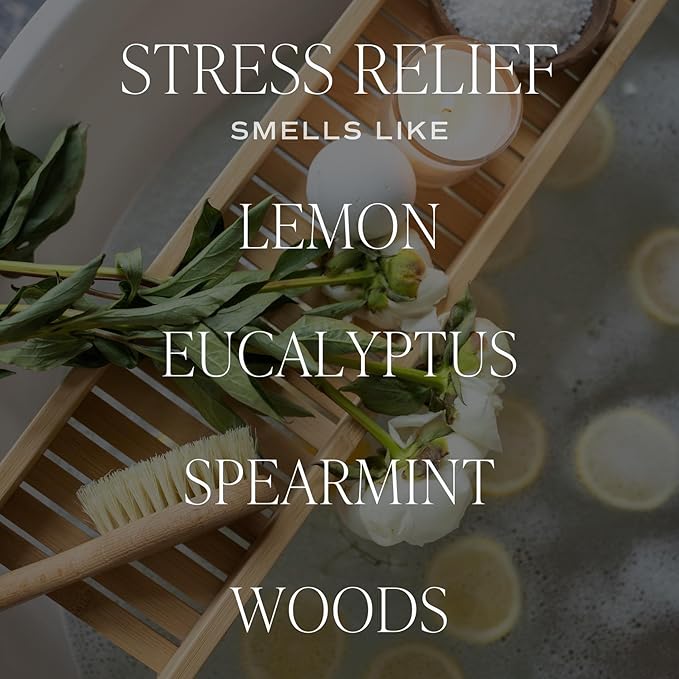 Sweet Water Decor Relief Soy Candle - Lemon, Orange, Eucalyptus and Soft Woods Scented Spa Candles for Home - 9oz Amber Jar + Black Lid, 40+ Hour Burn Time, Made in The USA
