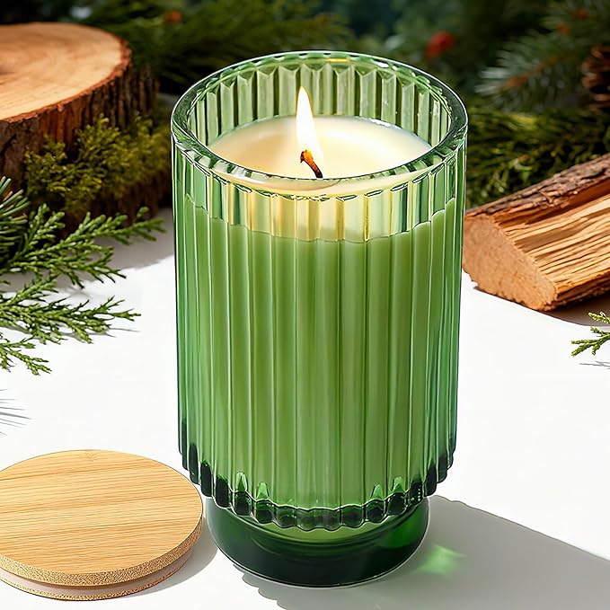 Balsam Cedar Scented Candle for Home, Winter Christmas Soy Candle for Gifts, 70 Hours Burning Fir Jar Candle in Glass, Ideal for Holiday Relaxing Ambience