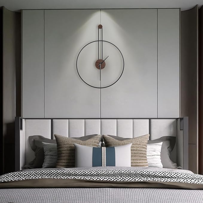 Modern Wall Clock Large Wall Clocks with Walnut Dial Silent Non-Ticking for Living Room Home Decor Bedroom Kitchen Office