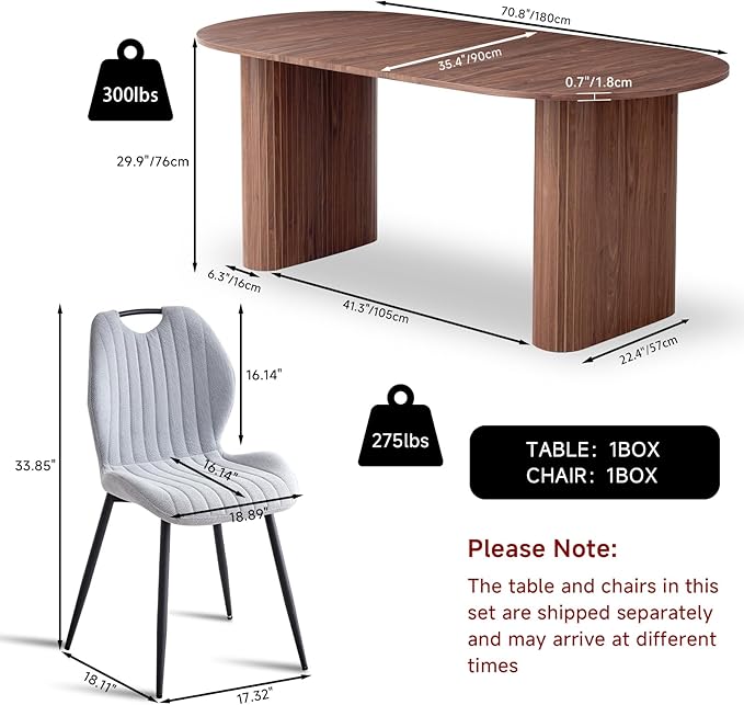 5-Piece Dining Table Set for 4 6 People with Heavy Duty Legs, Dining Room Table Chairs Set for Living Room, Kitchen, Apartment