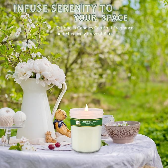 Citronella Candles Outdoor, 4 Pack 29.6oz Natural Soy Wax Citronella Candle up to 200 Hours Burning, Fresh Citronella Oil Candles Sets Summer Gifts for Garden, Patio, Yard, Balcony BBQ, Camping