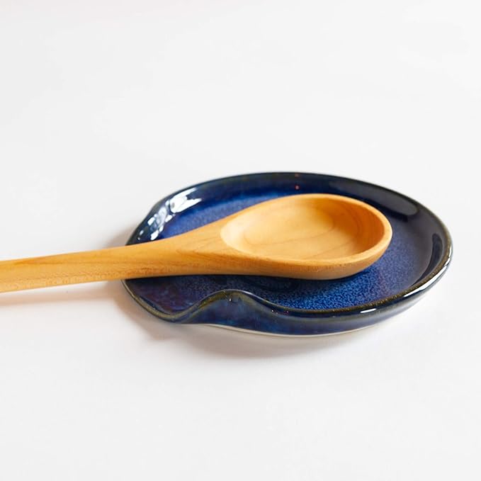 Georgetown Pottery Spoon Rest Blue Whale Tale, Handmade, Made in USA, Ceramic