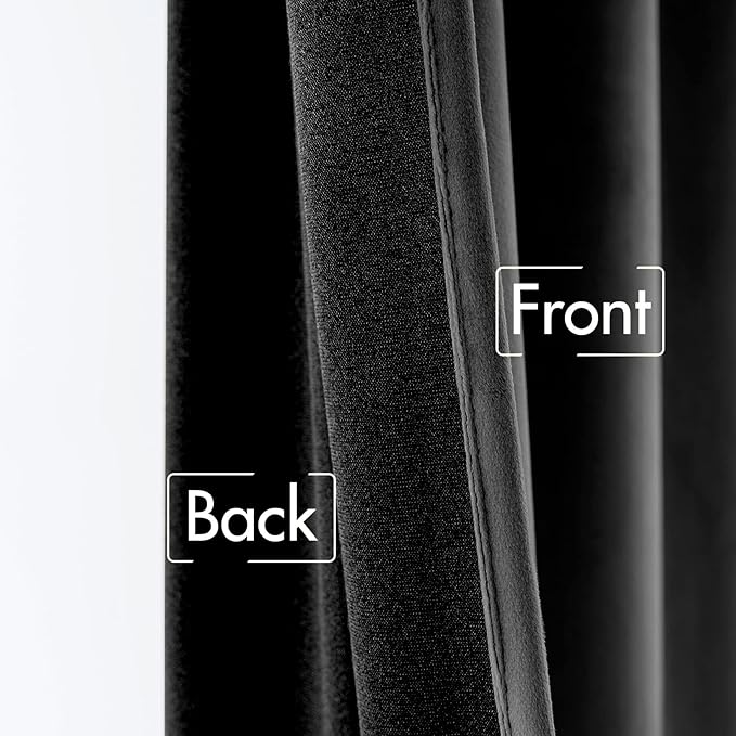 MIULEE Black Velvet Curtains 108 inches Long 2 Panels - Luxury Blackout Curtains for Bedroom Living Room Thermal Insulated Halloween Decorations Decor Super Soft Window Drapes Rod Pocket & Back Tab